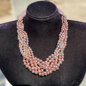 Twisted Multi Strand Copper Color Pearl Necklace Spring Summer Vacation NWT